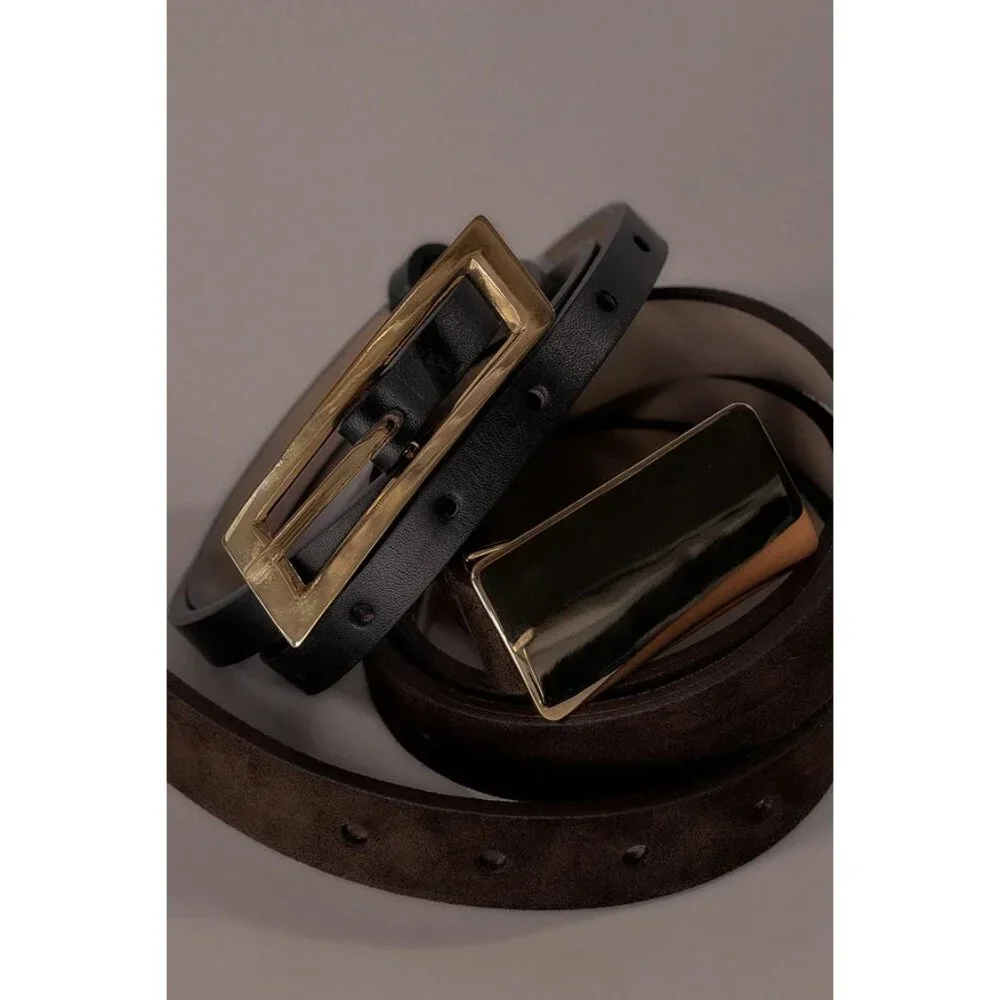 Heaven Mayhem Capsule Belt in Black & Gold Small New Womens Skinny Buckle Heaven Mayhem Capsule Belt in Black & Gold Small New Womens  main image 2